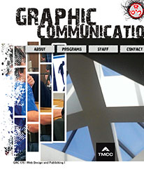 Image of a revised webpage for the Graphic Design Department of TMCC, by Rosa Rodriquez