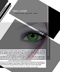 Image of a revised web page for the Graphics Department of TMCC, created by Tiffany Lear