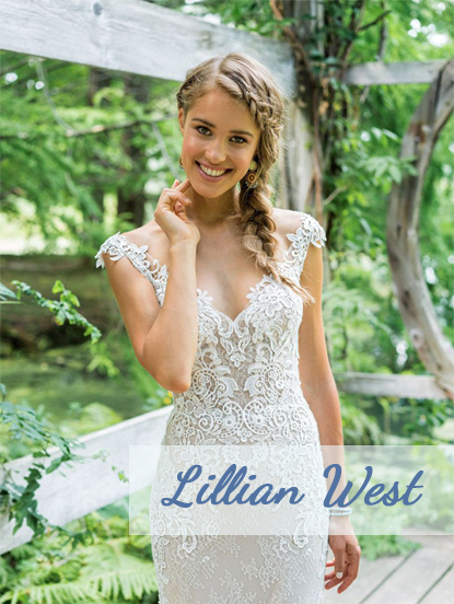 beautiful bride wearing a Lillian West wedding gown