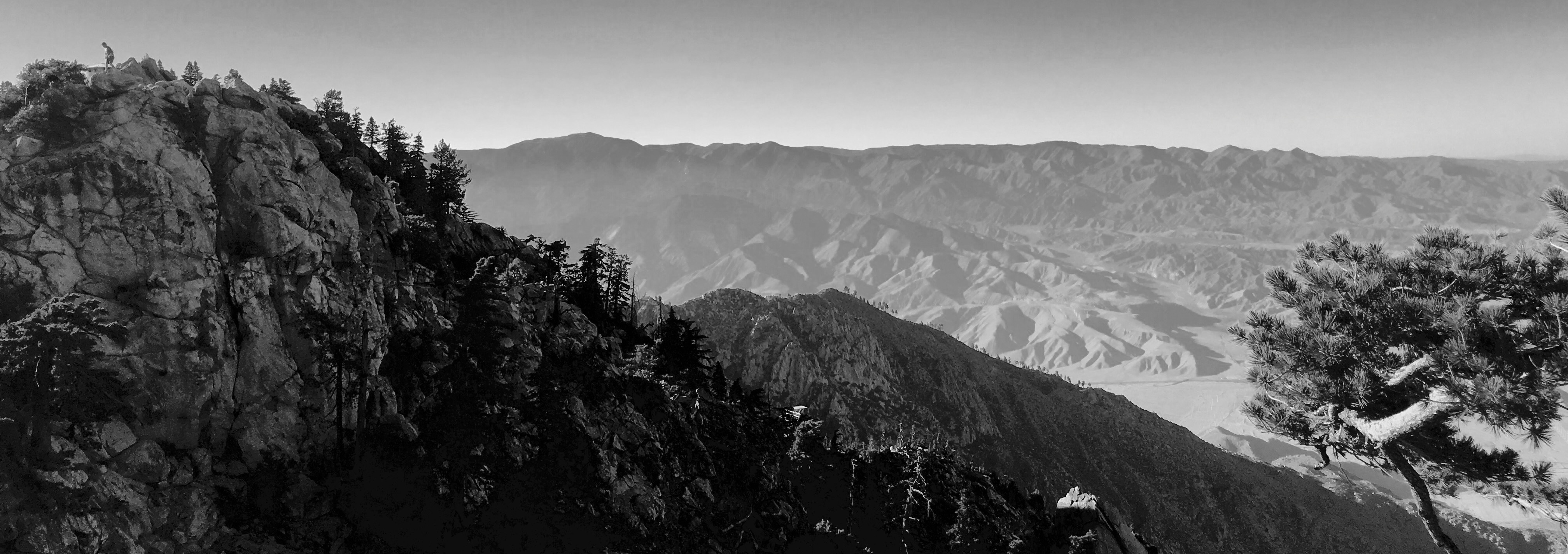 black and white mountain range