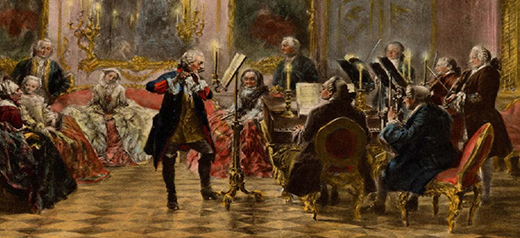 This is an image of a painting of baroque chamber musicians