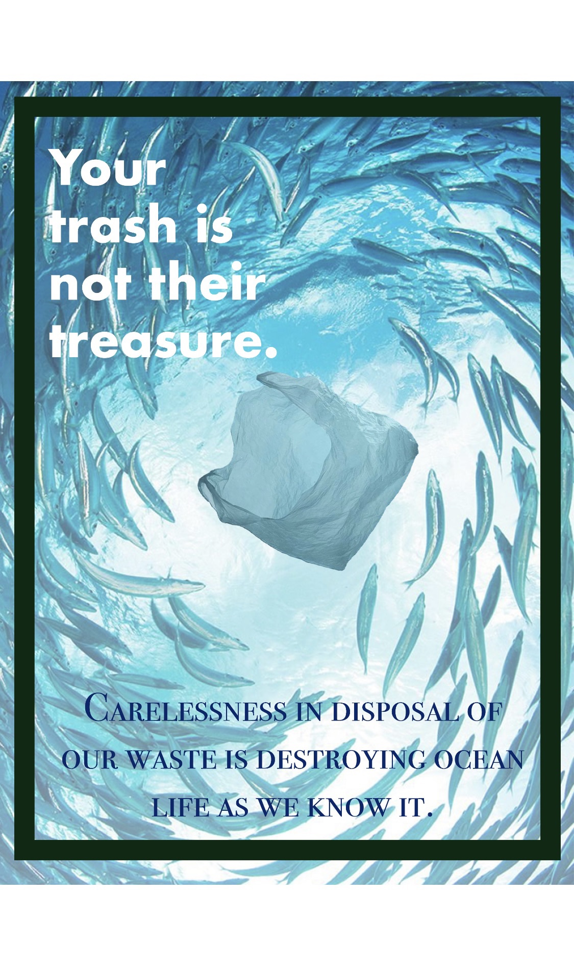 a magazine cover about ocean pollution with a plastic bag drifting in the open ocean