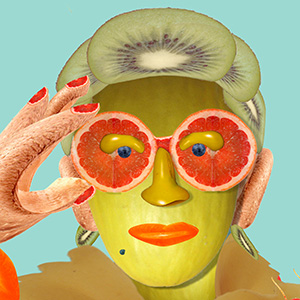 GRC116 Photoshop rendering of Iris Apfel using only fruit images