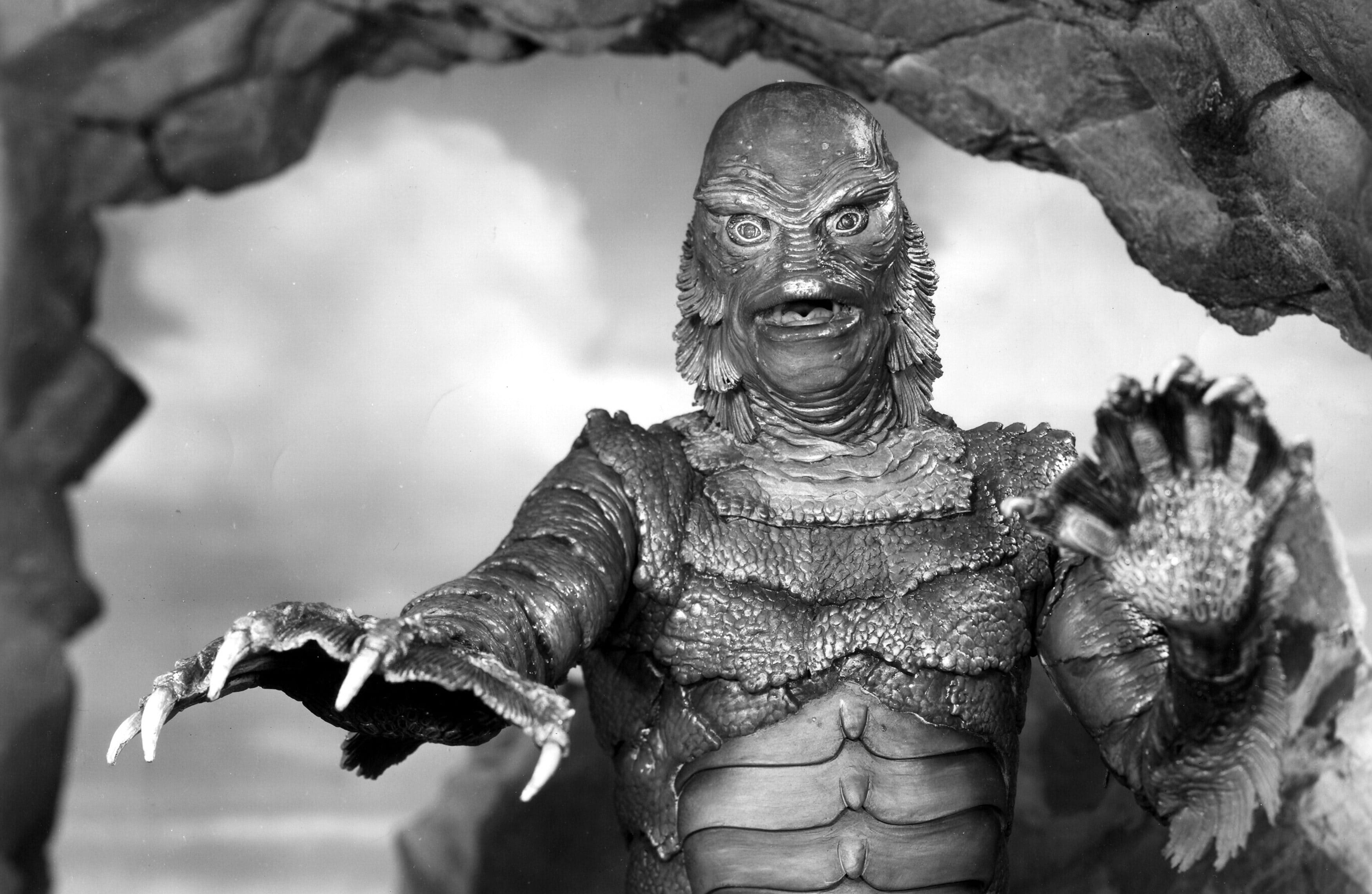 Black and white swamp creature from classic hollywood horror