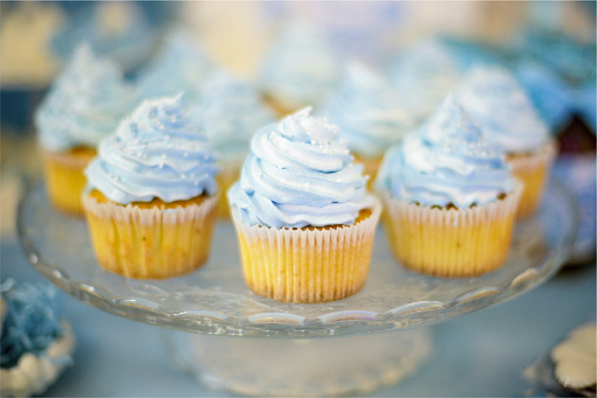 blue frosted cupcakes