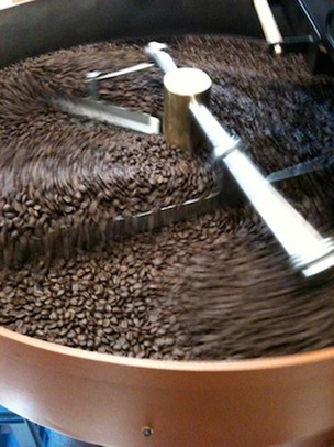 cooling the coffee beans after roasting